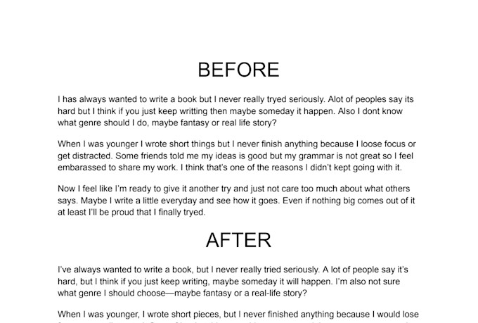 proofread and correct grammar, spelling, and punctuation in english